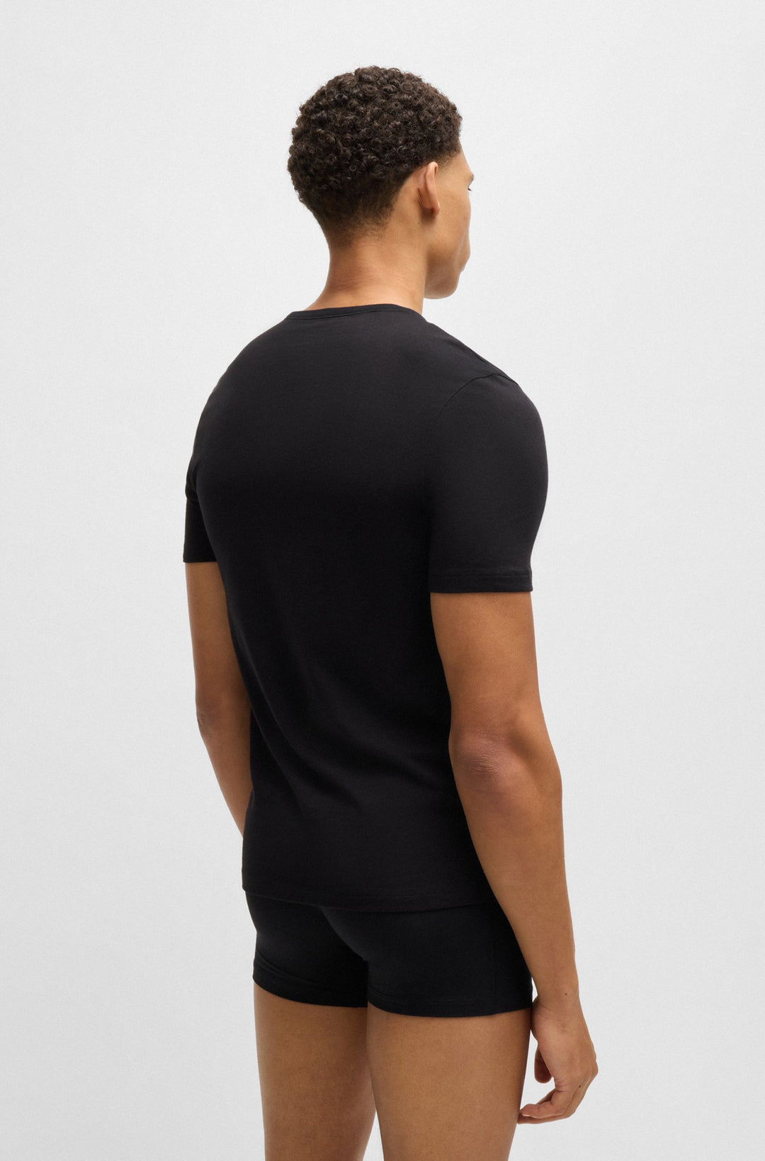 Boss Three-pack of cotton underwear T-shirts with logo embroidery