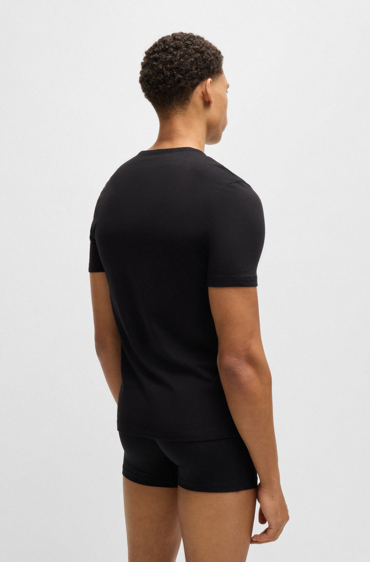 Boss Three-pack of cotton underwear T-shirts with logo embroidery