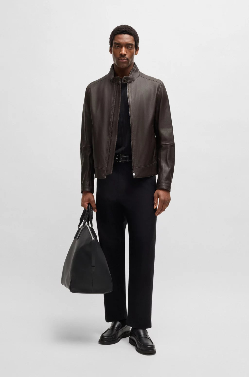BOSS SELECTED BY SHOHEI OHTANI Regular-fit jacket in grained nappa leather