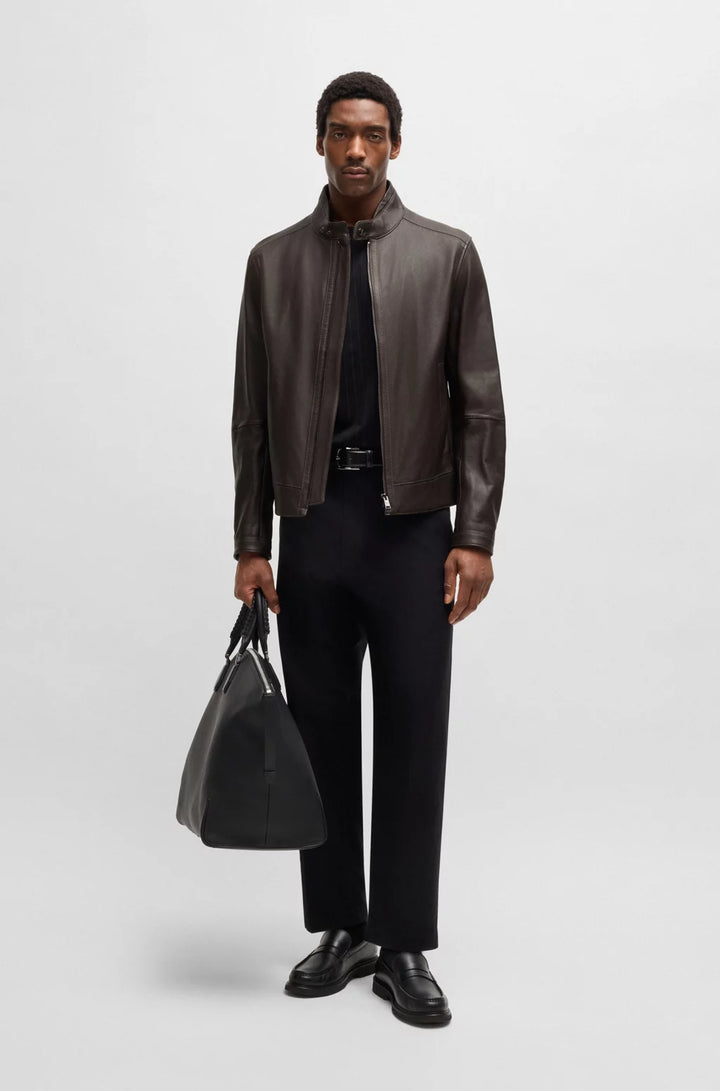 BOSS SELECTED BY SHOHEI OHTANI Regular-fit jacket in grained nappa leather