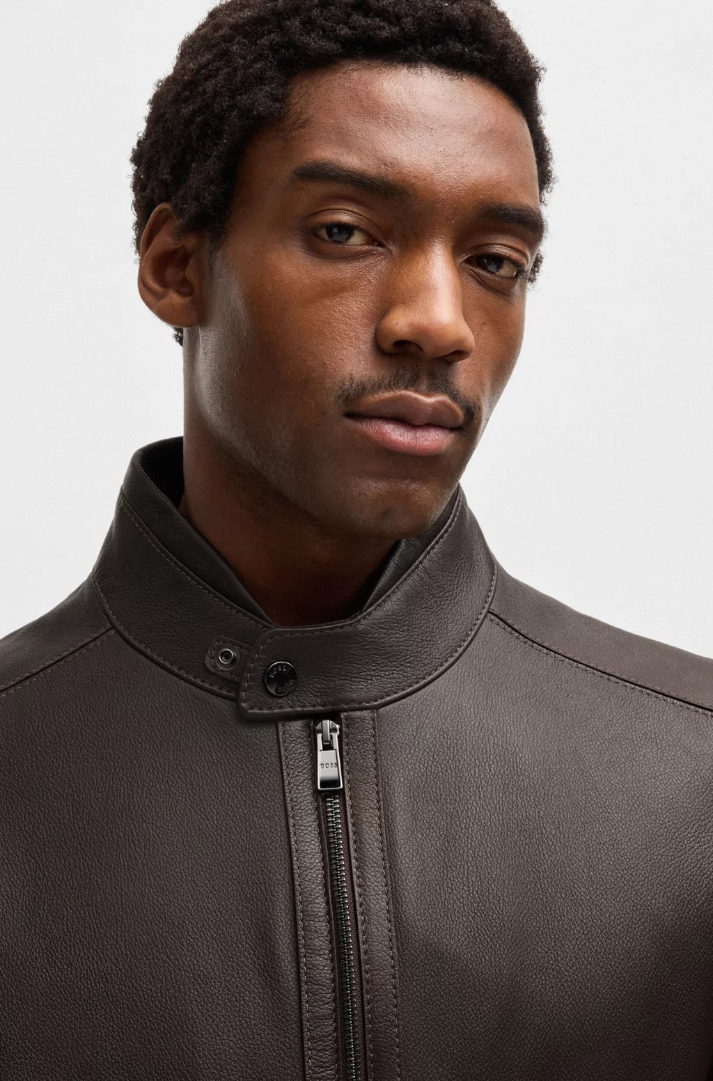 BOSS SELECTED BY SHOHEI OHTANI Regular-fit jacket in grained nappa leather