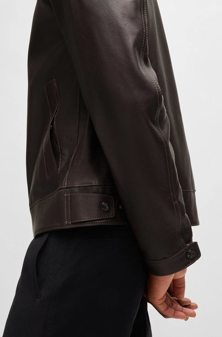 BOSS SELECTED BY SHOHEI OHTANI Regular-fit jacket in grained nappa leather