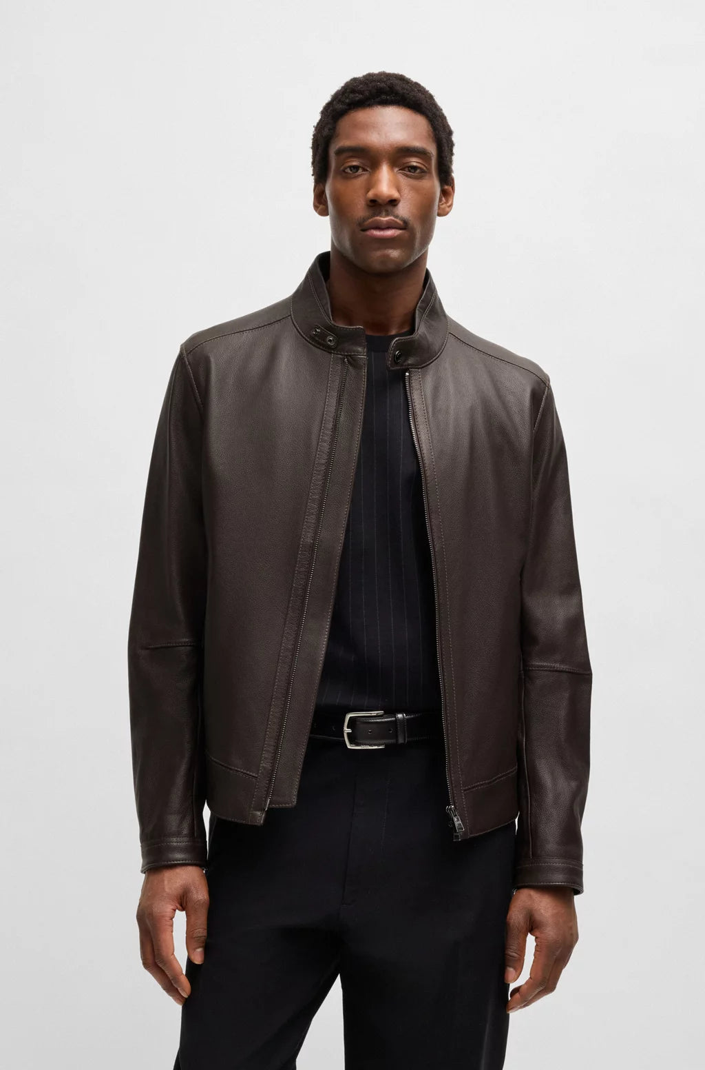BOSS SELECTED BY SHOHEI OHTANI Regular-fit jacket in grained nappa leather