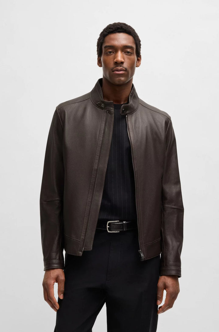 BOSS SELECTED BY SHOHEI OHTANI Regular-fit jacket in grained nappa leather