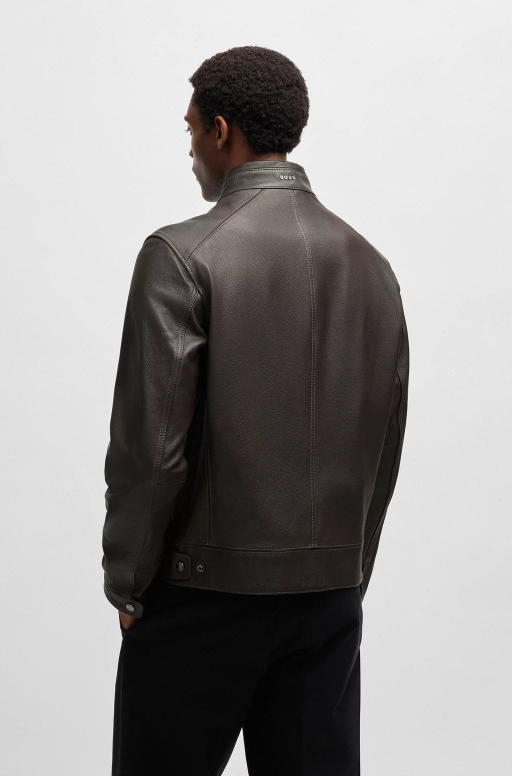 BOSS SELECTED BY SHOHEI OHTANI Regular-fit jacket in grained nappa leather