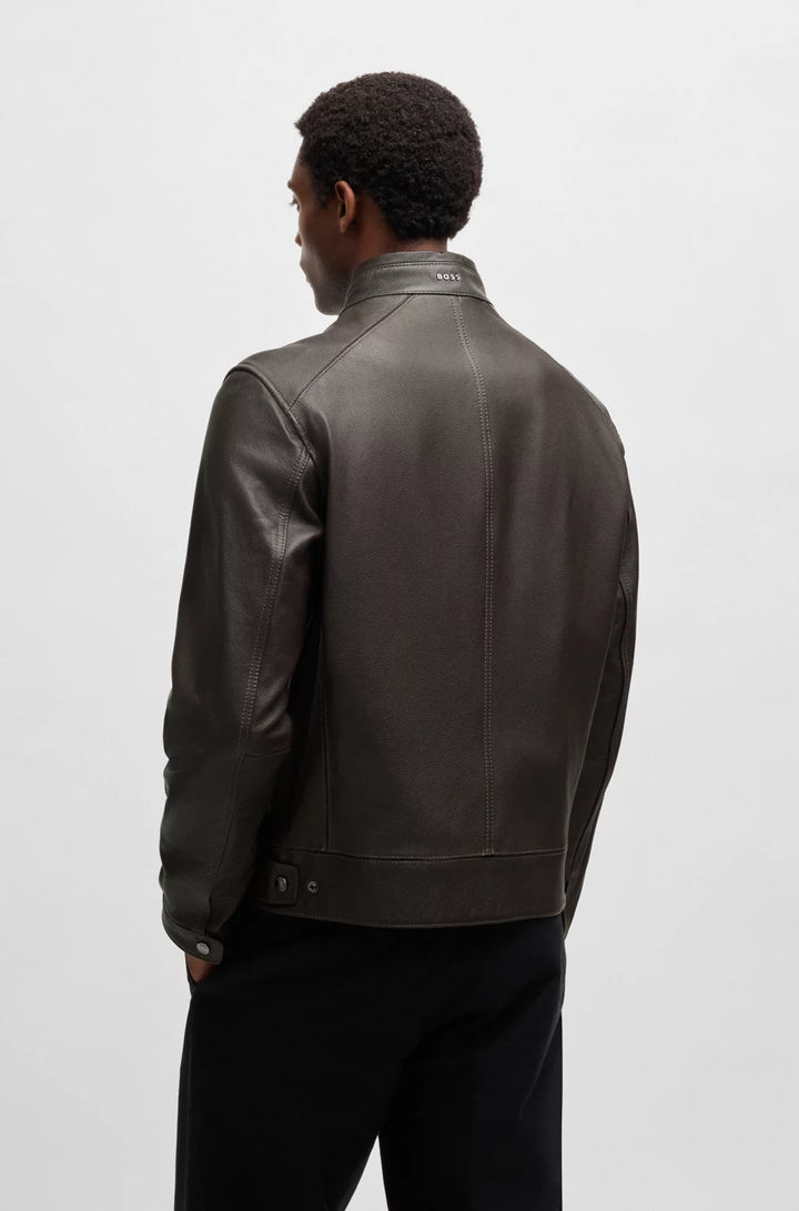 BOSS SELECTED BY SHOHEI OHTANI Regular-fit jacket in grained nappa leather