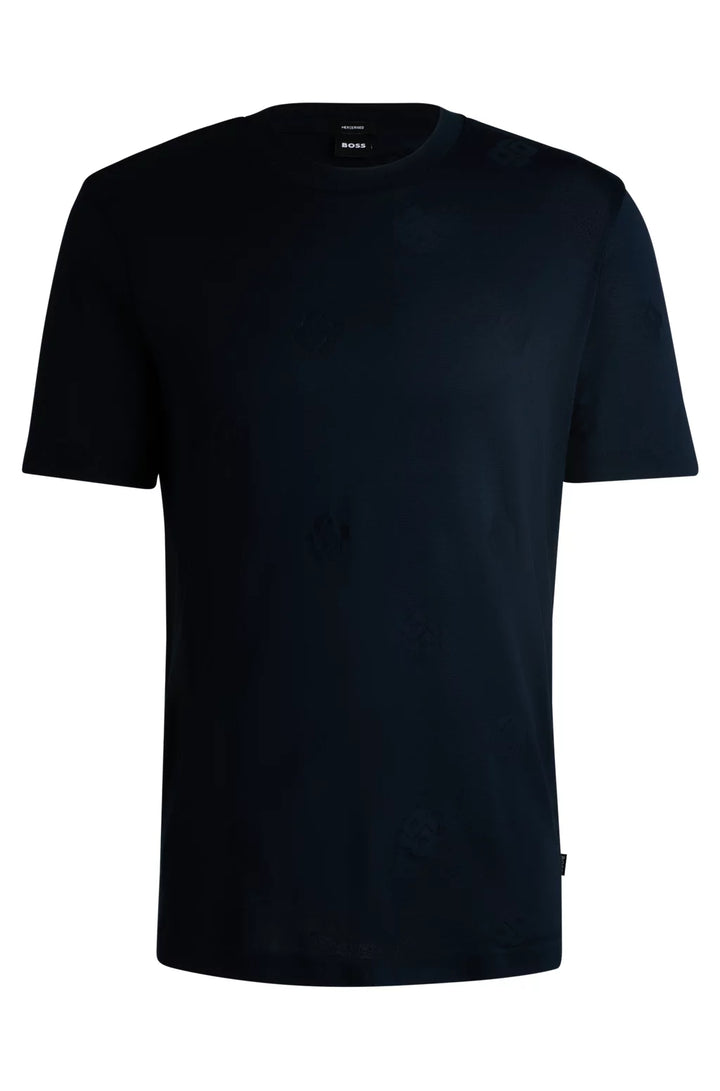 BOSS MERCERIZED-COTTON T-SHIRT WITH DOUBLE B MONOGRAMS