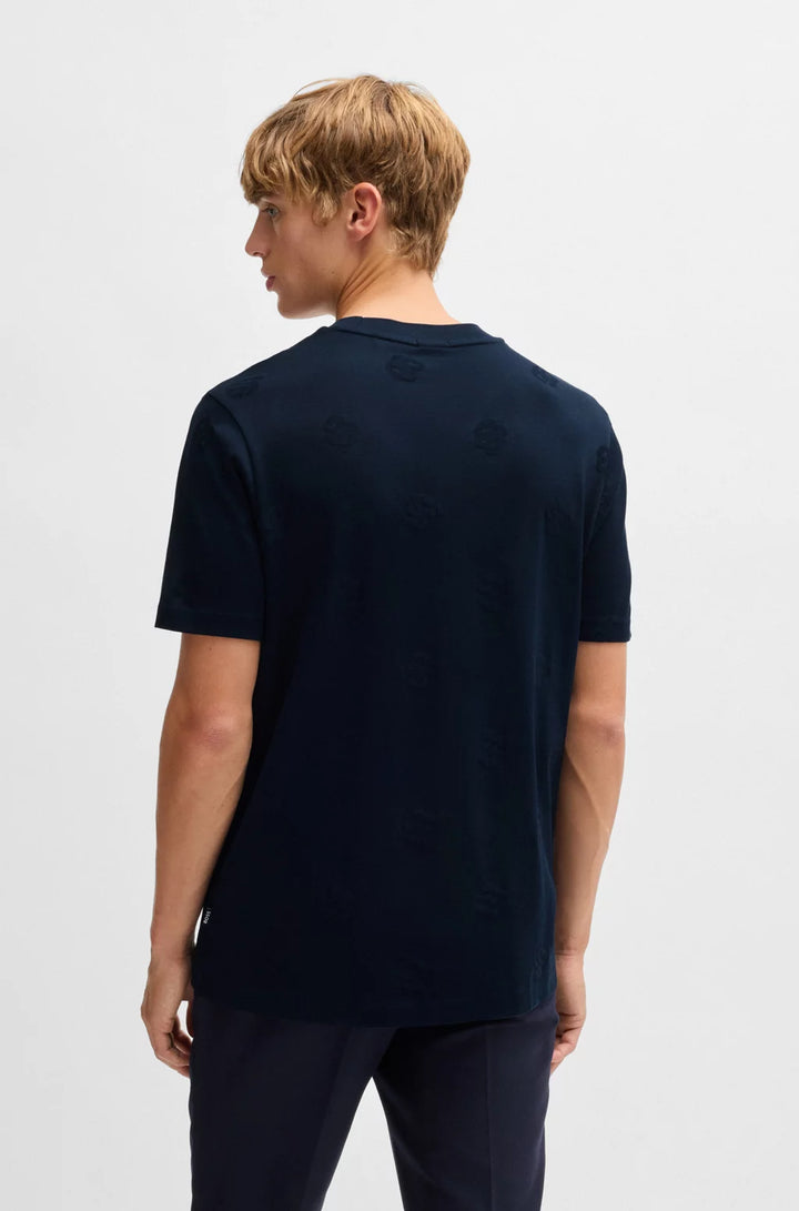 BOSS MERCERIZED-COTTON T-SHIRT WITH DOUBLE B MONOGRAMS