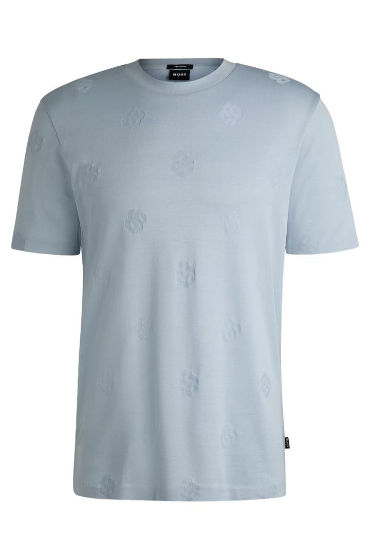 BOSS MERCERIZED-COTTON T-SHIRT WITH DOUBLE B MONOGRAMS