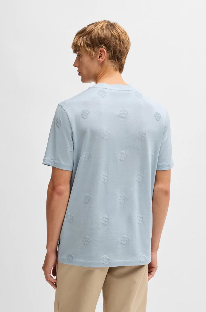 BOSS MERCERIZED-COTTON T-SHIRT WITH DOUBLE B MONOGRAMS