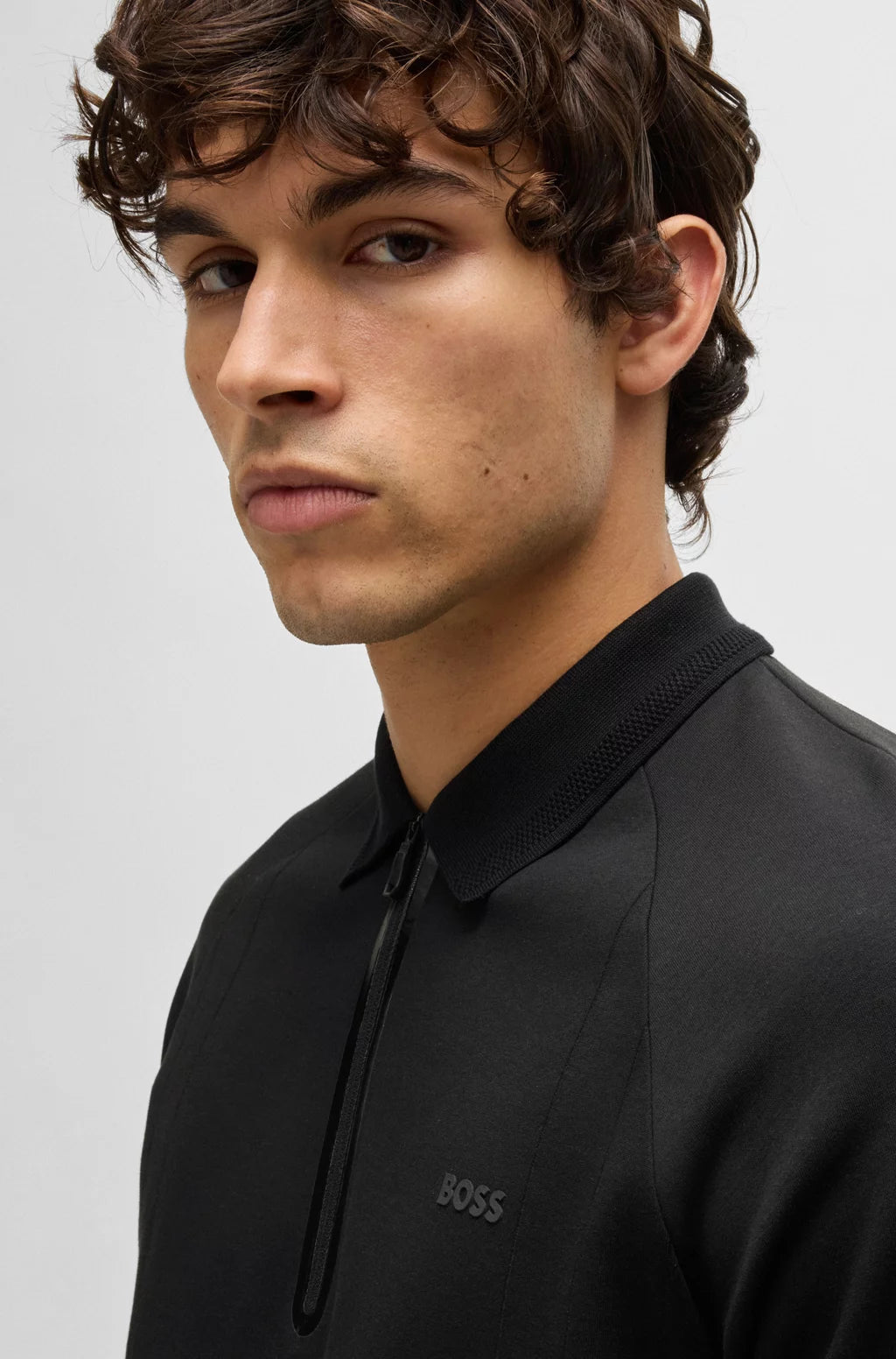BOSS Polo shirt in drop-needle stretch fabric