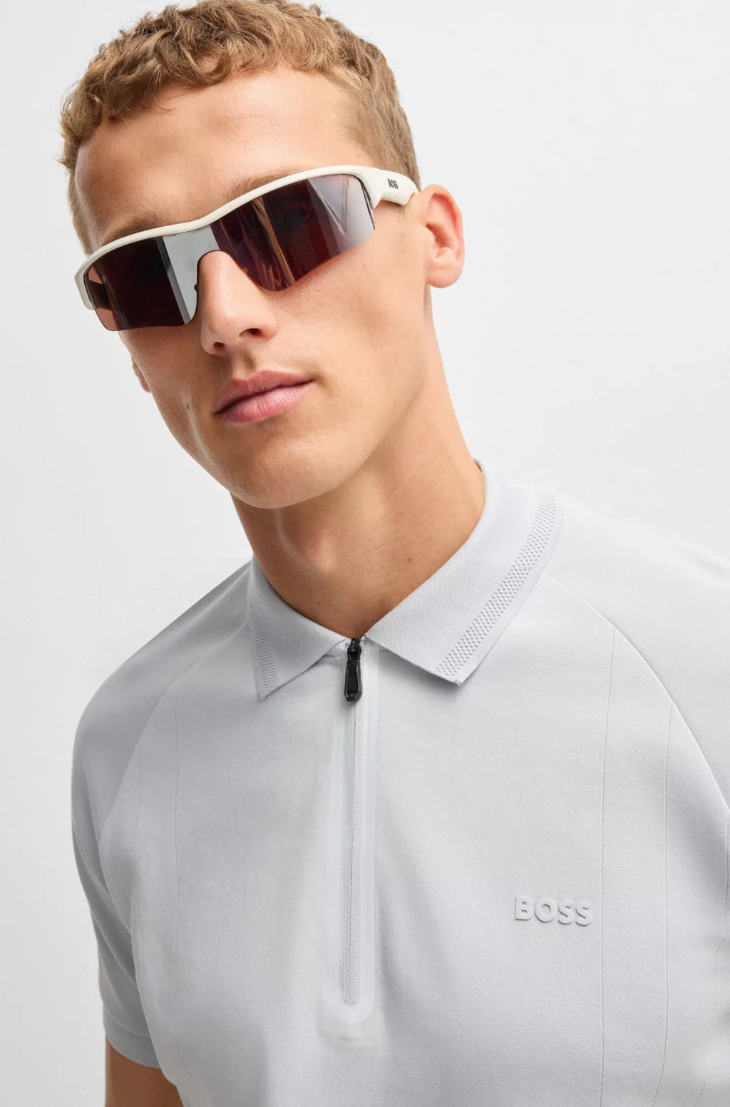 BOSS Polo shirt in drop-needle stretch fabric