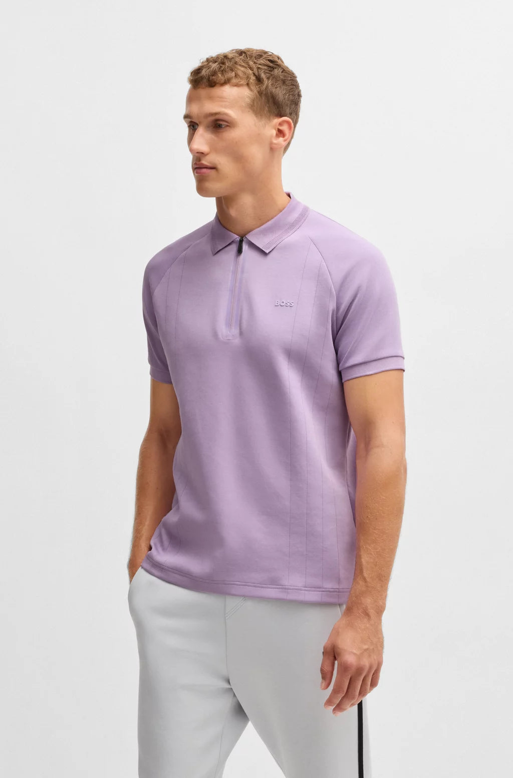 BOSS Polo shirt in drop-needle stretch fabric