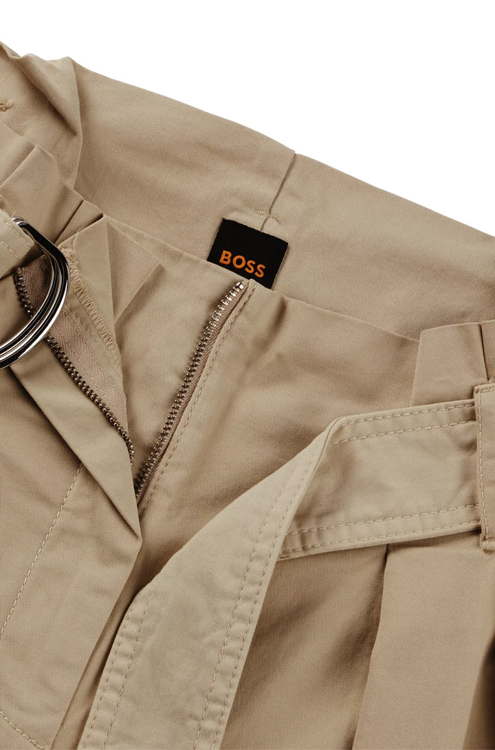 BOSS PAPERBAG TROUSERS IN STRETCH-COTTON TWILL