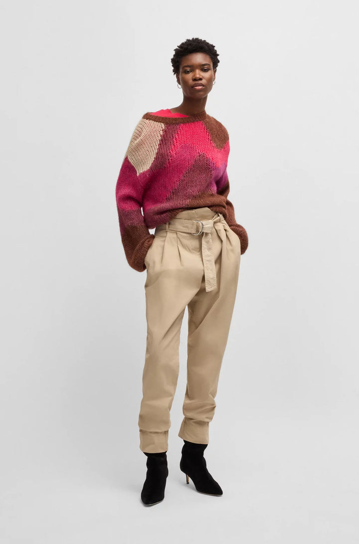 BOSS PAPERBAG TROUSERS IN STRETCH-COTTON TWILL