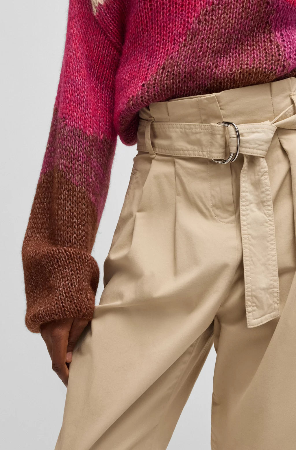 BOSS PAPERBAG TROUSERS IN STRETCH-COTTON TWILL