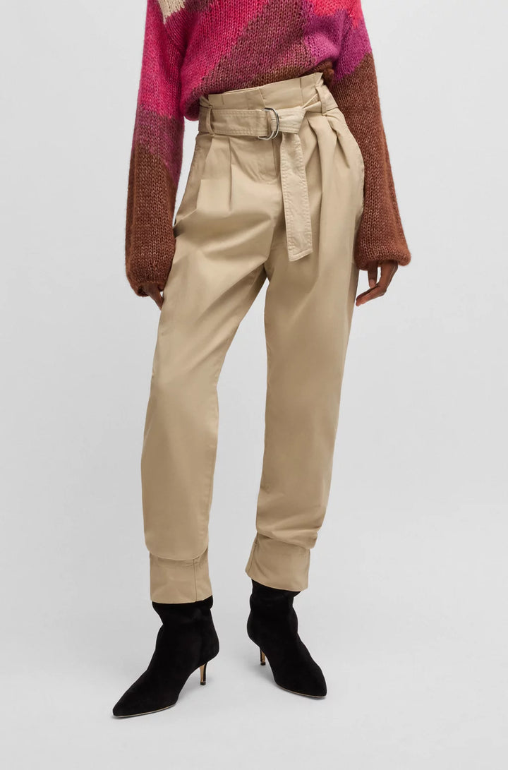 BOSS PAPERBAG TROUSERS IN STRETCH-COTTON TWILL