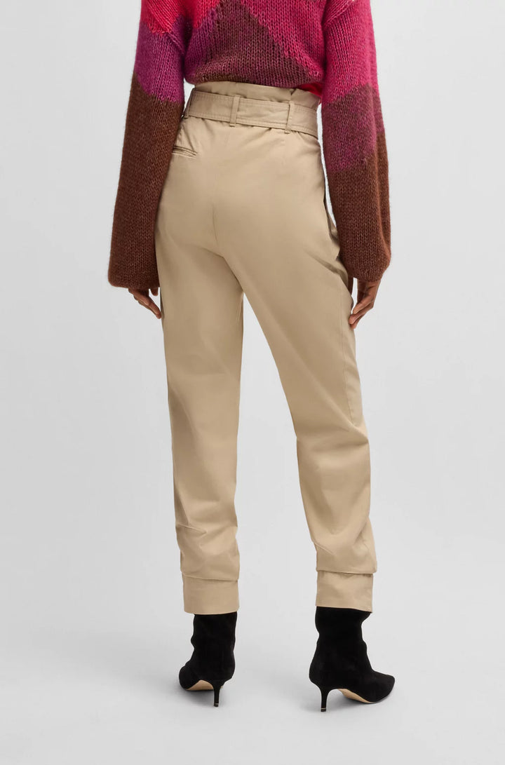 BOSS PAPERBAG TROUSERS IN STRETCH-COTTON TWILL