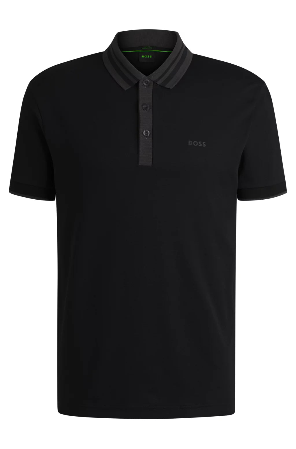 BOSS Interlock-cotton polo shirt with striped collar