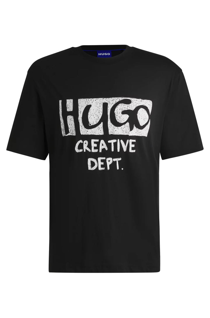 HUGO COTTON-JERSEY T-SHIRT WITH LOGO ARTWORK