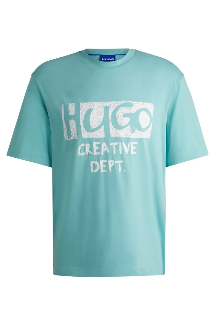 HUGO COTTON-JERSEY T-SHIRT WITH LOGO ARTWORK