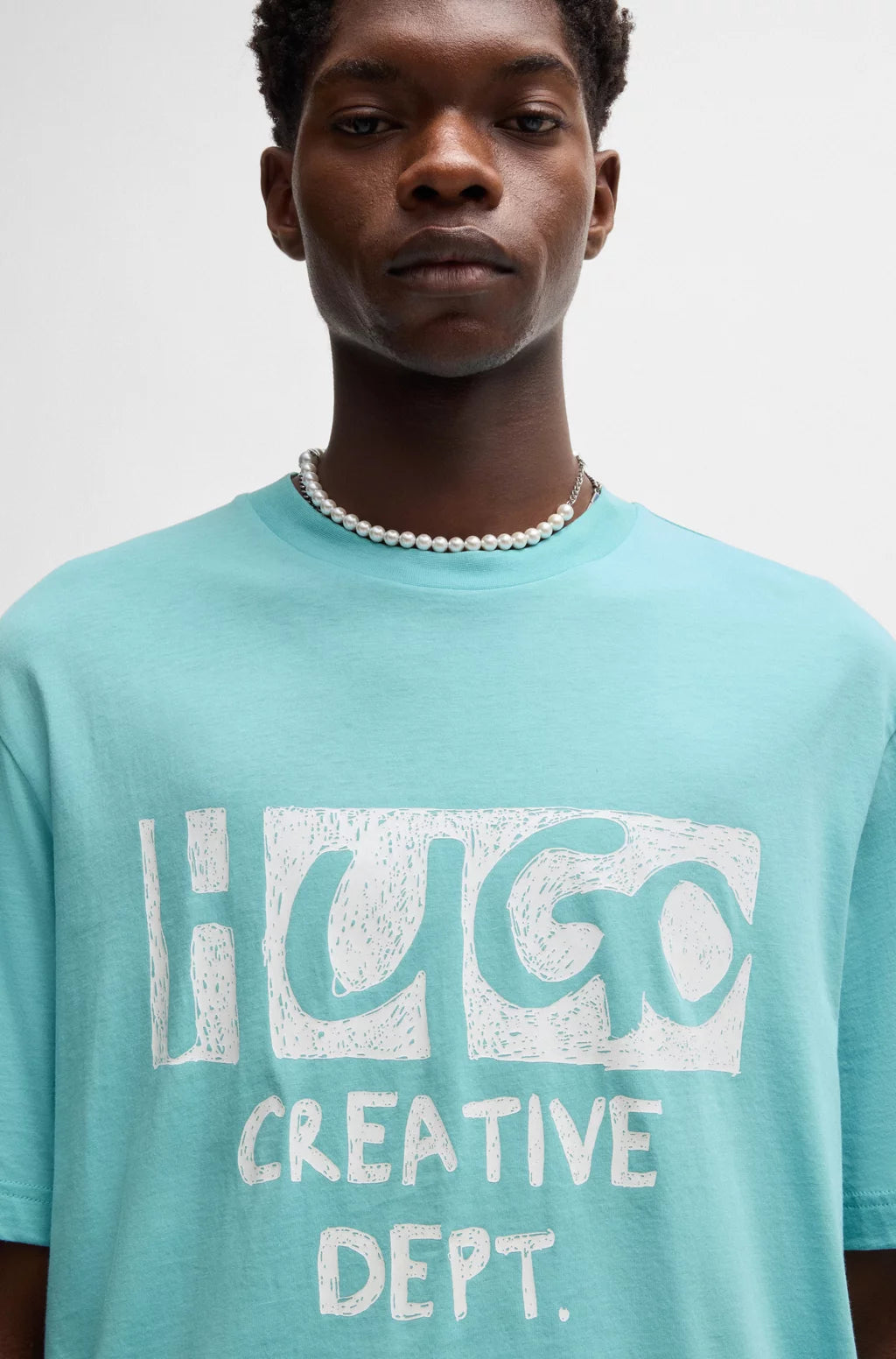 HUGO COTTON-JERSEY T-SHIRT WITH LOGO ARTWORK