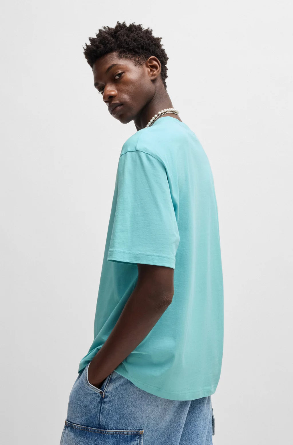 HUGO COTTON-JERSEY T-SHIRT WITH LOGO ARTWORK