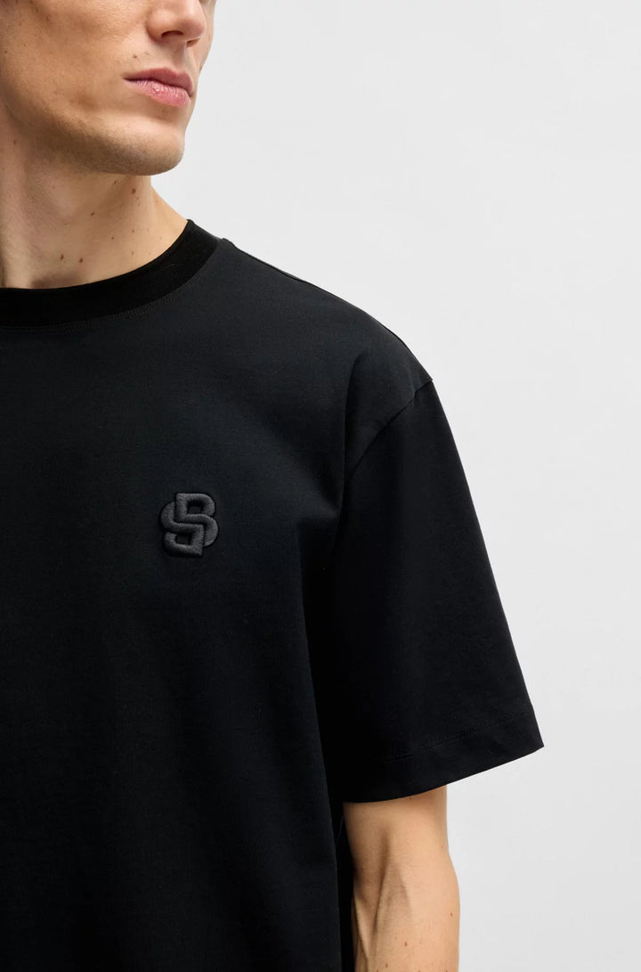 BOSS SELECTED BY SHOHEI OHTANI MERCERIZED-COTTON T-SHIRT WITH DOUBLE B MONOGRAM