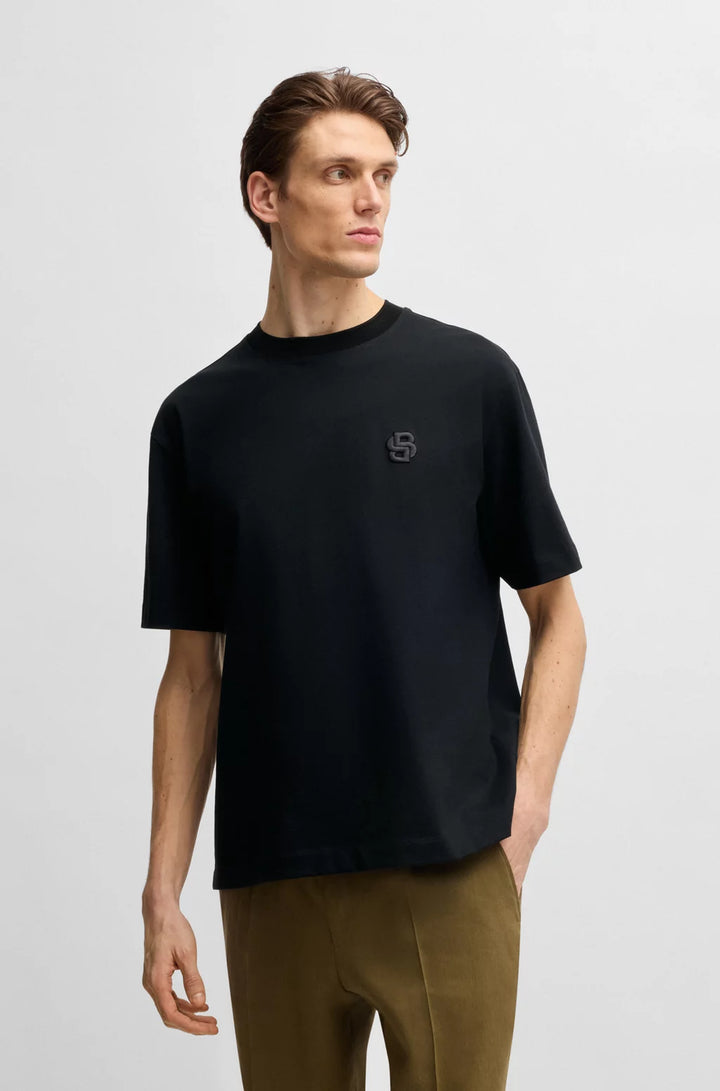BOSS SELECTED BY SHOHEI OHTANI MERCERIZED-COTTON T-SHIRT WITH DOUBLE B MONOGRAM