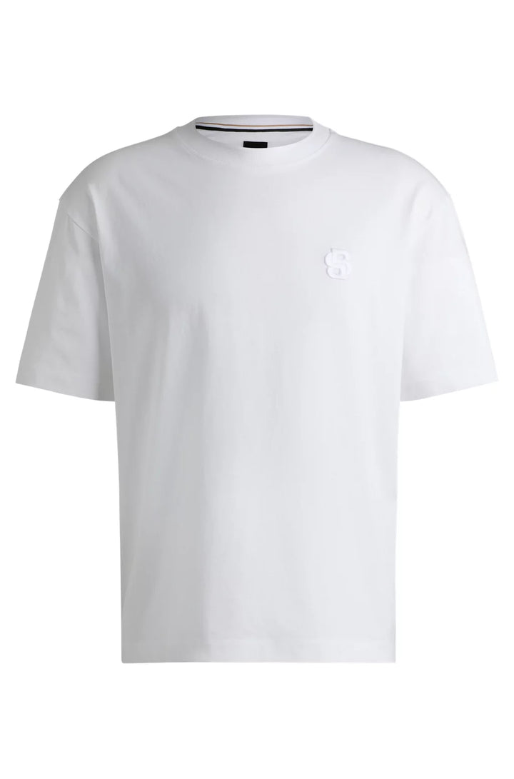BOSS SELECTED BY SHOHEI OHTANI MERCERIZED-COTTON T-SHIRT WITH DOUBLE B MONOGRAM