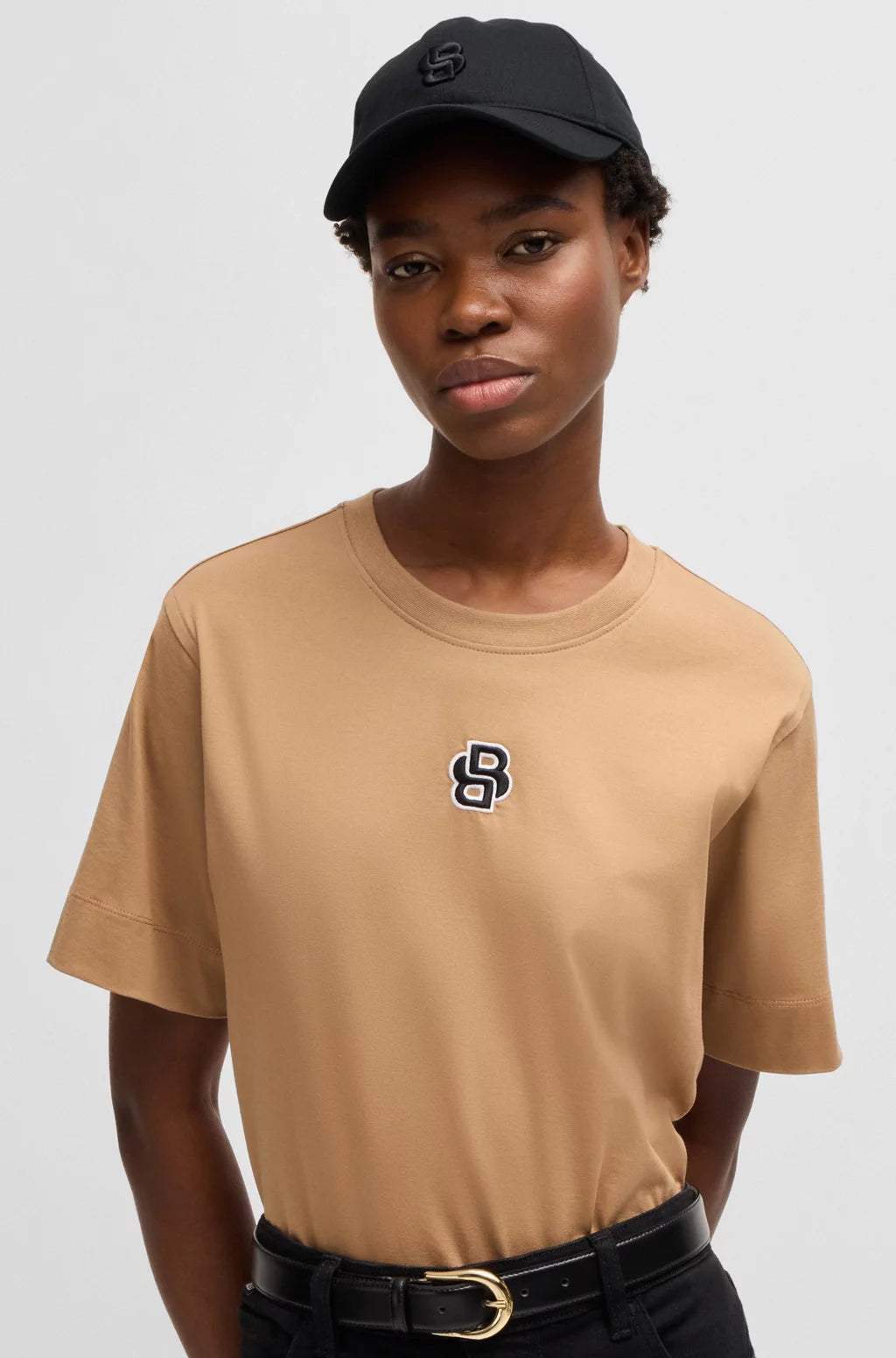BOSS COTTON CAP WITH EMBROIDERED DOUBLE B MONOGRAM