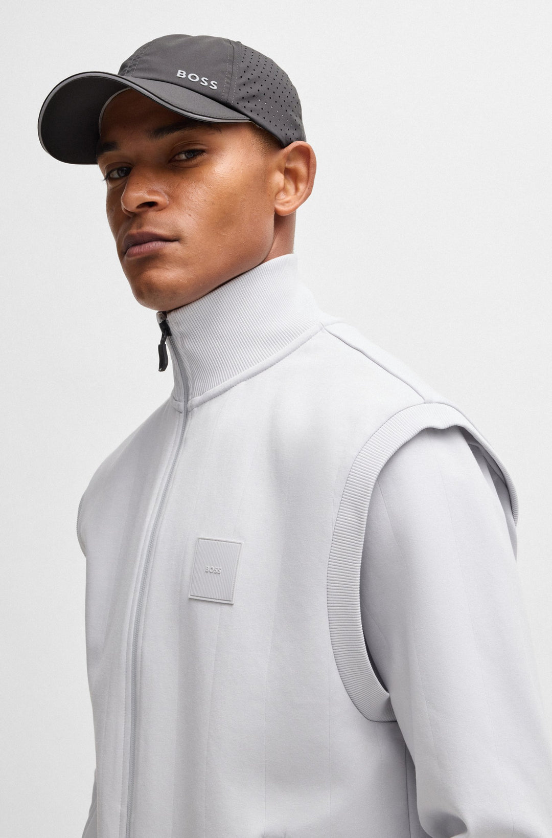 Boss Taffeta cap with laser-cut dot pattern