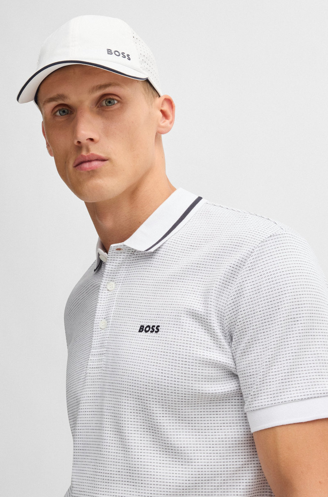 Boss Taffeta cap with laser-cut dot pattern