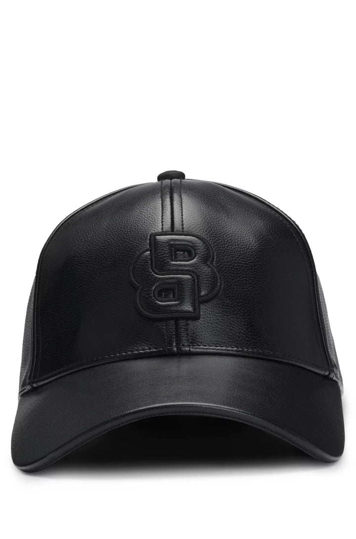 BOSS FAUX-LEATHER CAP WITH DOUBLE B MONOGRAM