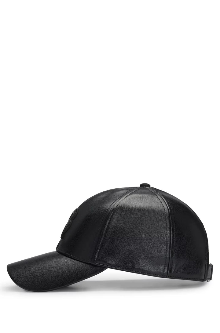 BOSS FAUX-LEATHER CAP WITH DOUBLE B MONOGRAM