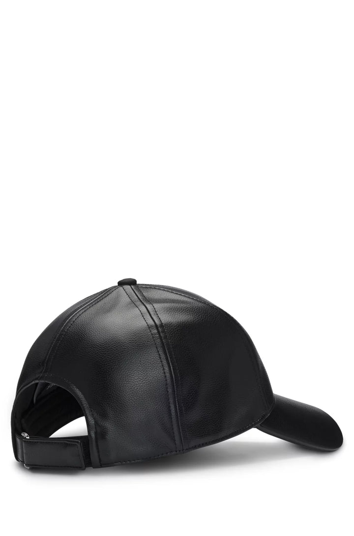 BOSS FAUX-LEATHER CAP WITH DOUBLE B MONOGRAM