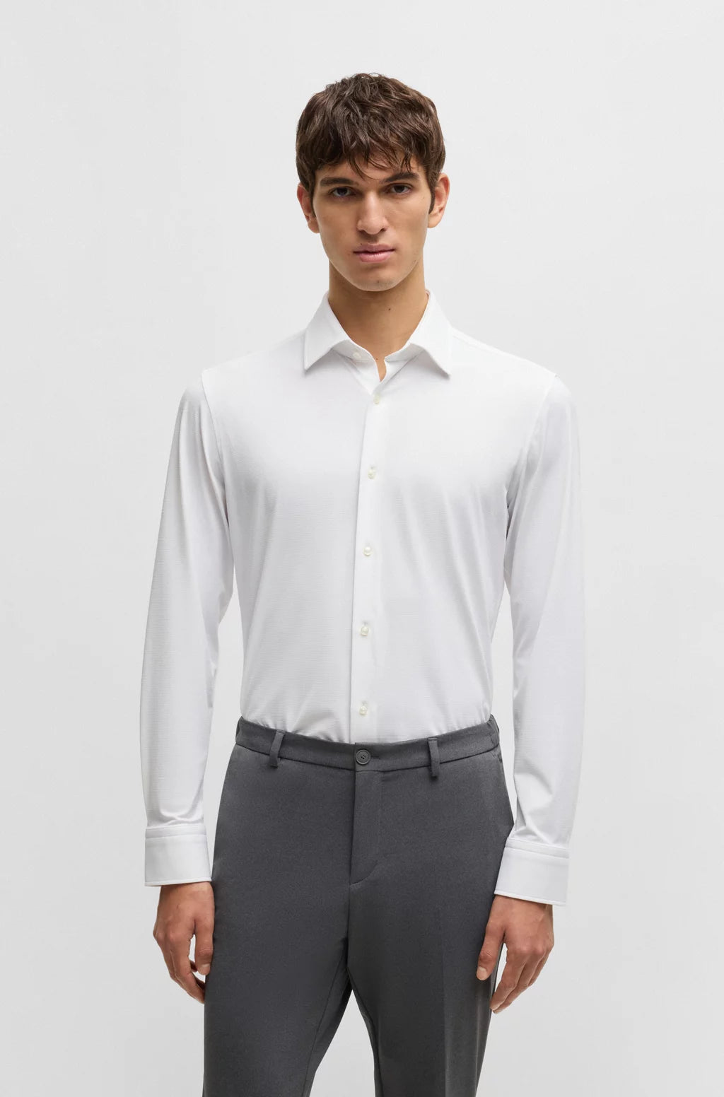 BOSS SLIM-FIT SHIRT IN PERFORMANCE-STRETCH STRUCTURED FABRIC