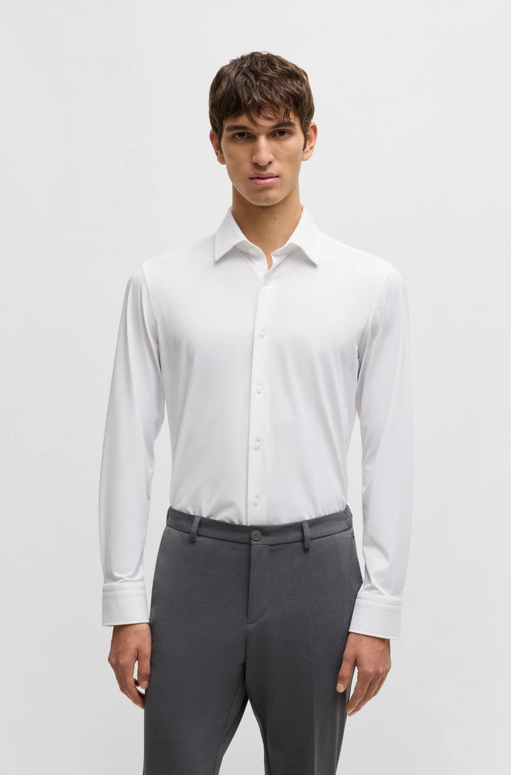 BOSS SLIM-FIT SHIRT IN PERFORMANCE-STRETCH STRUCTURED FABRIC