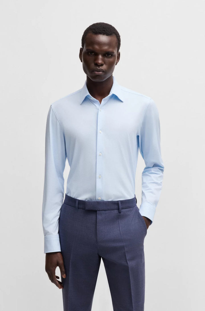BOSS SLIM-FIT SHIRT IN PERFORMANCE-STRETCH STRUCTURED FABRIC
