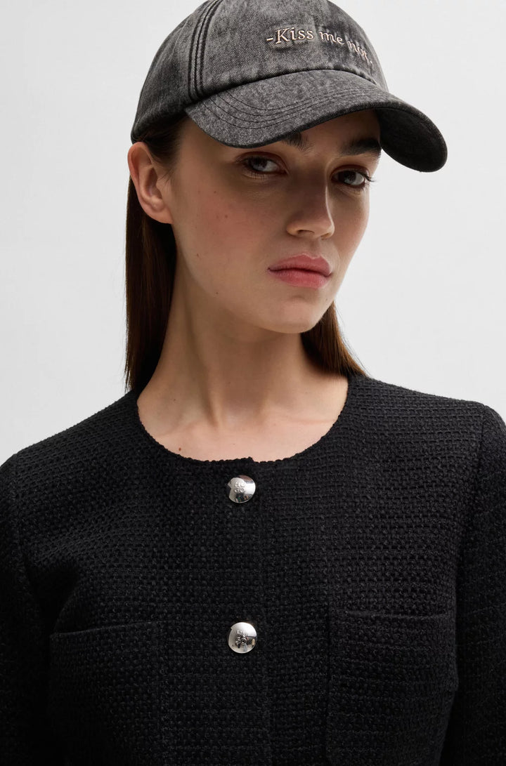 HUGO COTTON-TWILL CAP WITH EMBROIDERED SLOGAN
