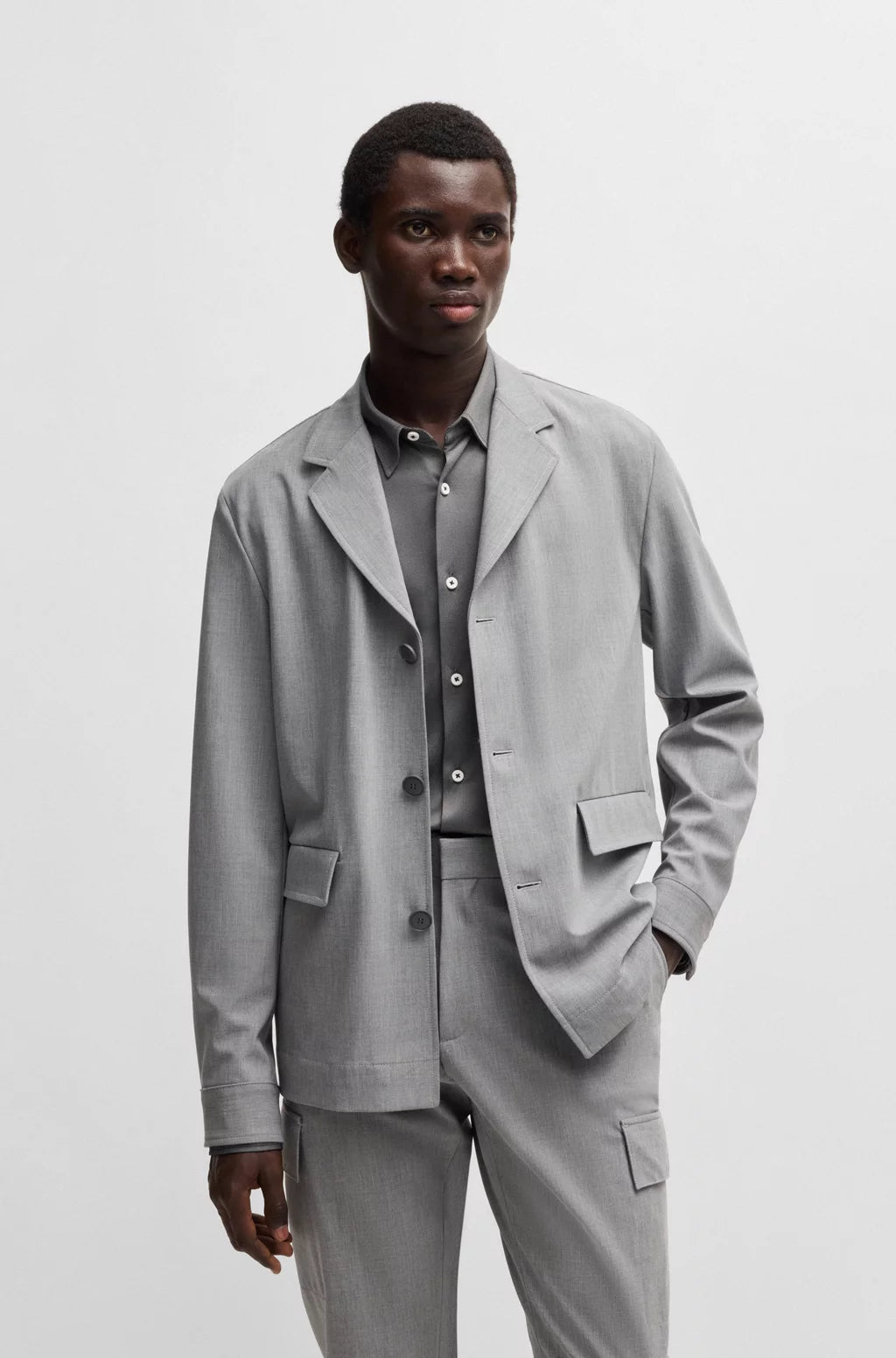 BOSS SLIM-FIT SHIRT IN PERFORMANCE-STRETCH STRUCTURED FABRIC