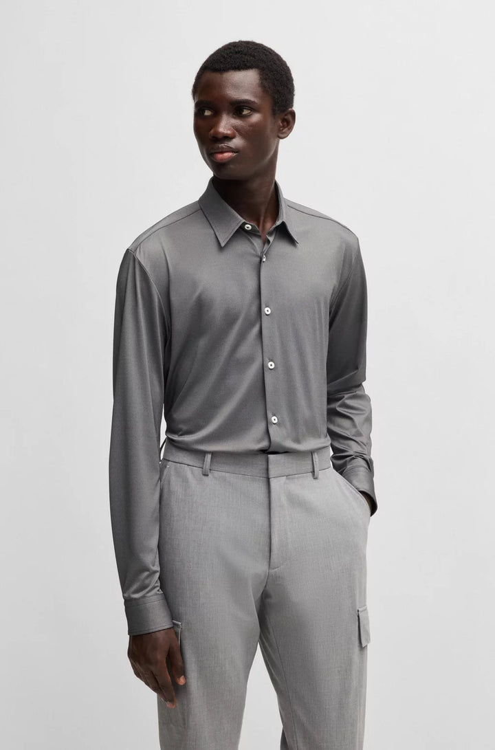 BOSS SLIM-FIT SHIRT IN PERFORMANCE-STRETCH STRUCTURED FABRIC