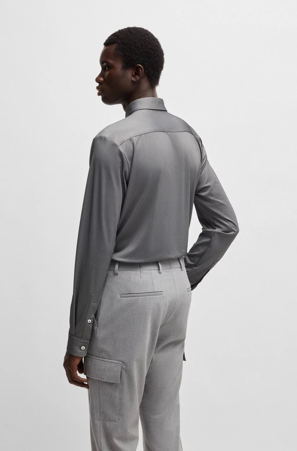 BOSS SLIM-FIT SHIRT IN PERFORMANCE-STRETCH STRUCTURED FABRIC