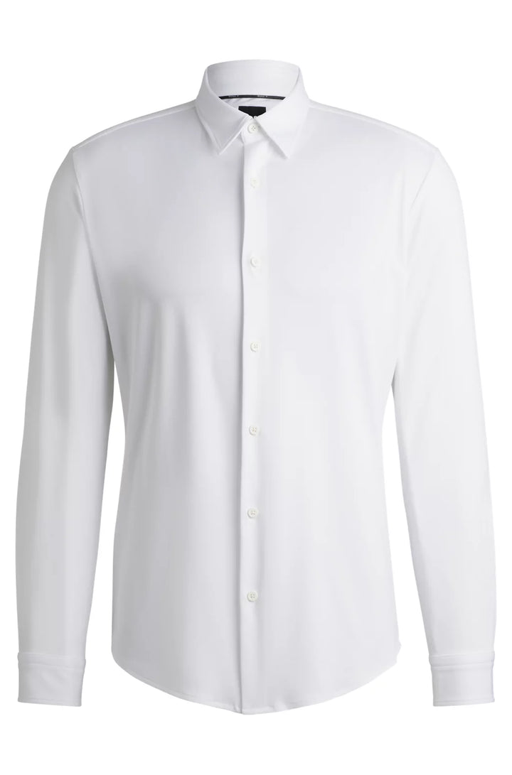 BOSS SLIM-FIT SHIRT IN PERFORMANCE-STRETCH STRUCTURED FABRIC