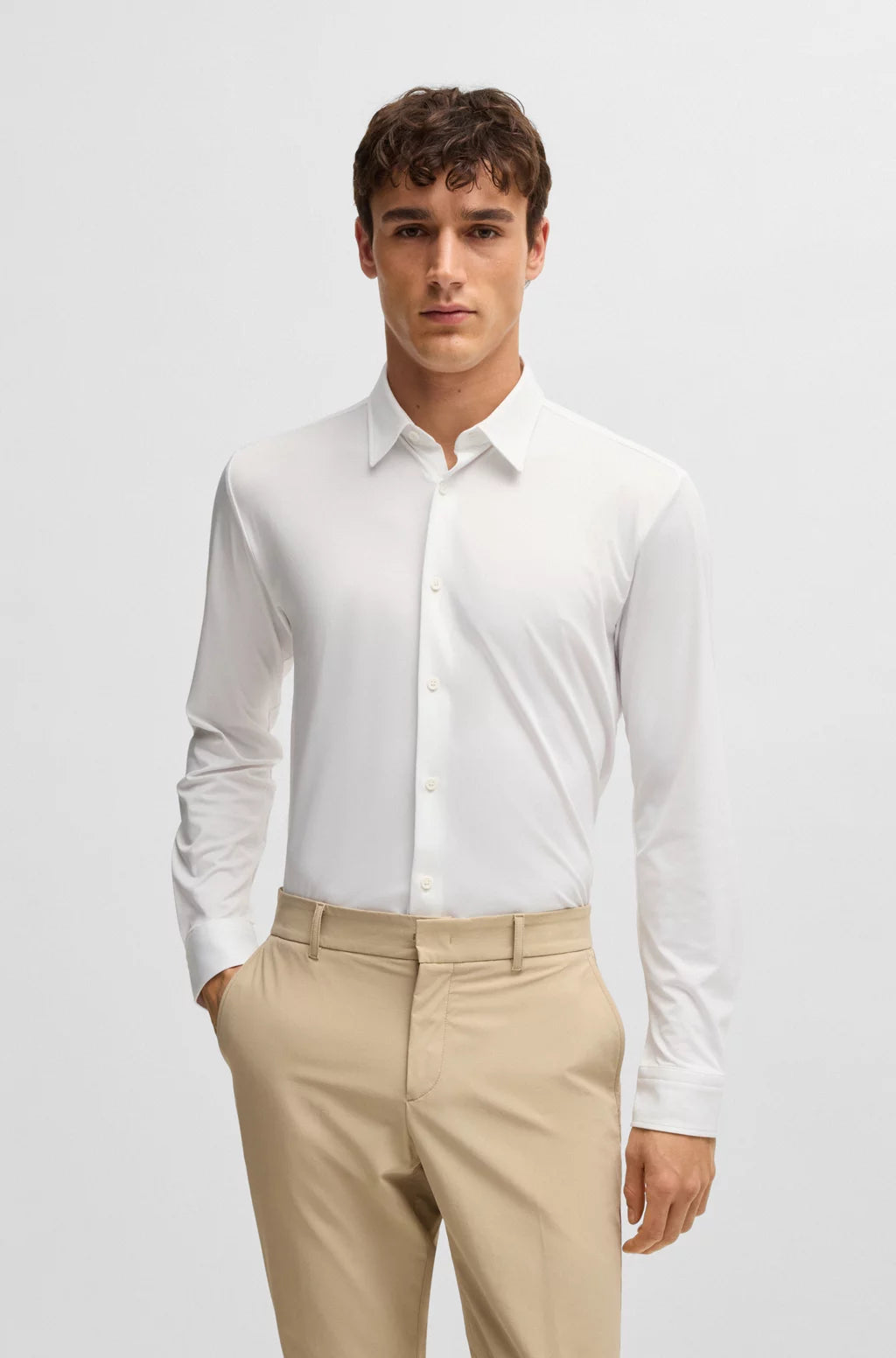 BOSS SLIM-FIT SHIRT IN PERFORMANCE-STRETCH STRUCTURED FABRIC