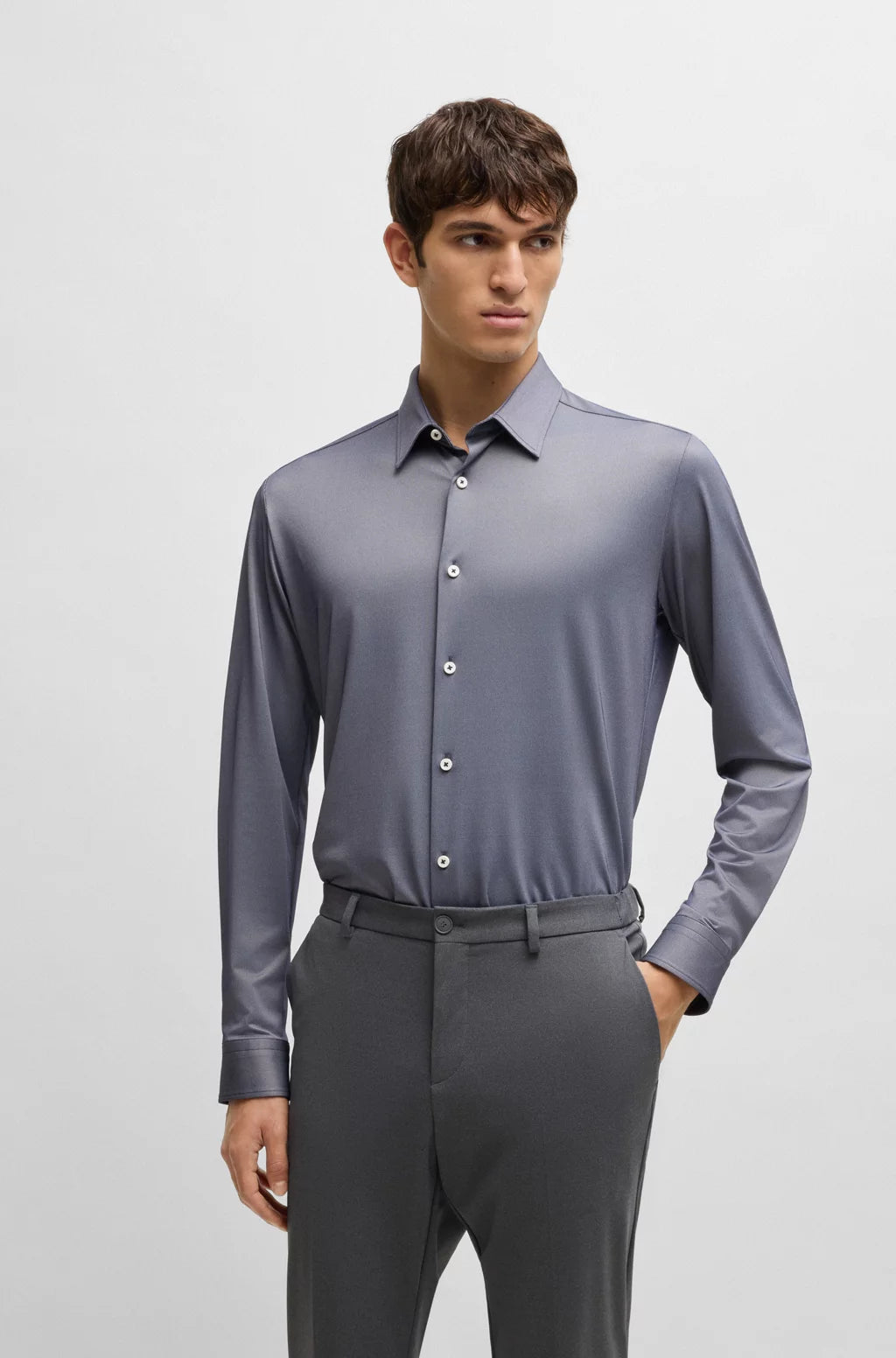 BOSS SLIM-FIT SHIRT IN PERFORMANCE-STRETCH STRUCTURED FABRIC
