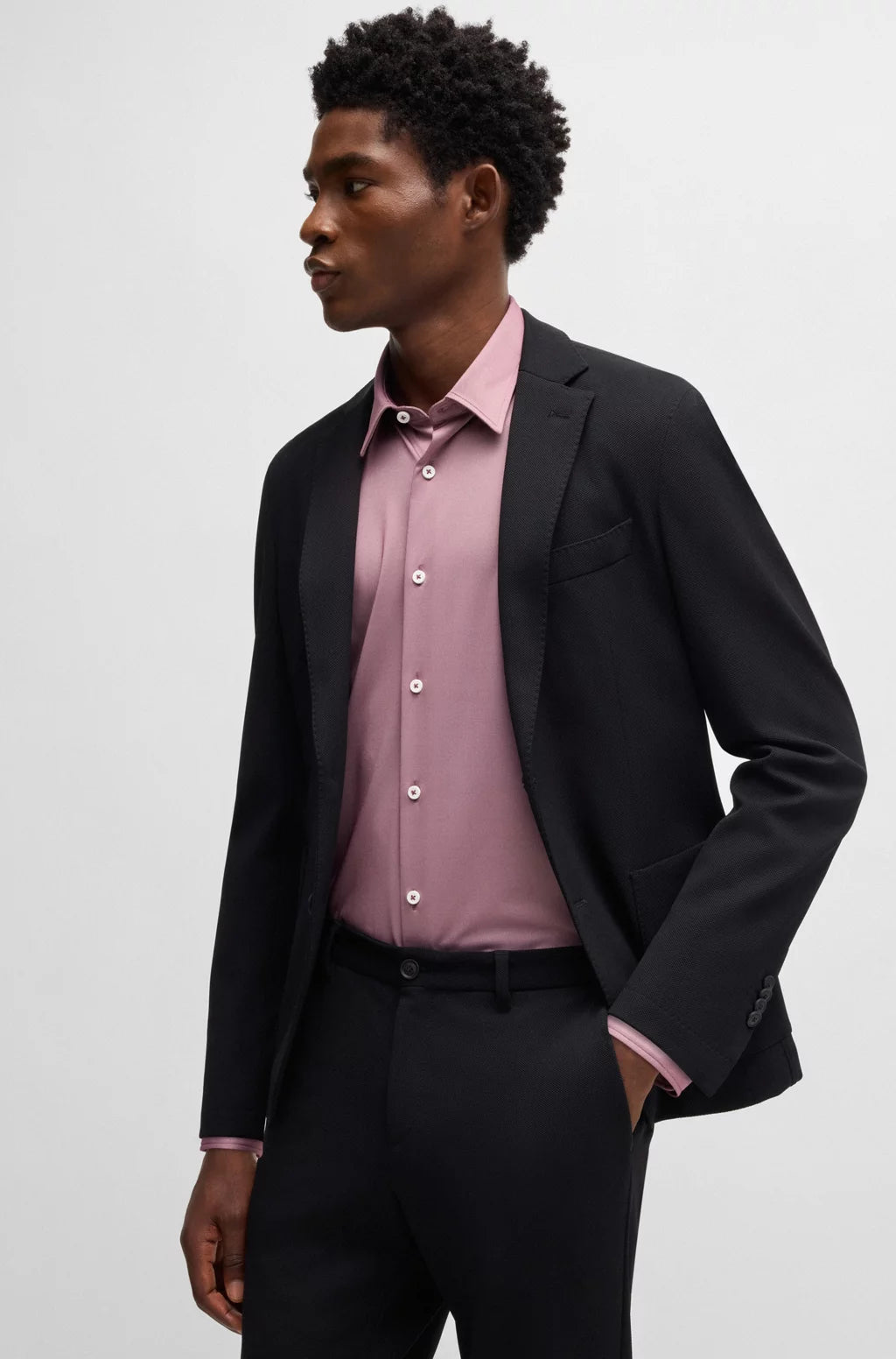 BOSS SLIM-FIT SHIRT IN PERFORMANCE-STRETCH STRUCTURED FABRIC