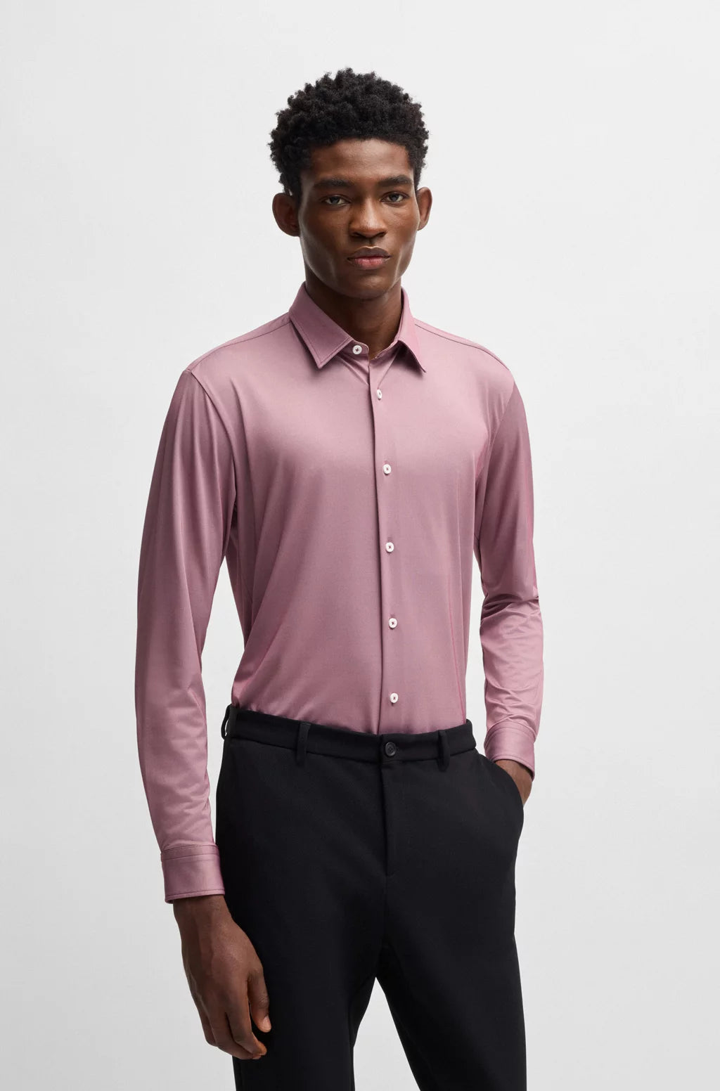 BOSS SLIM-FIT SHIRT IN PERFORMANCE-STRETCH STRUCTURED FABRIC