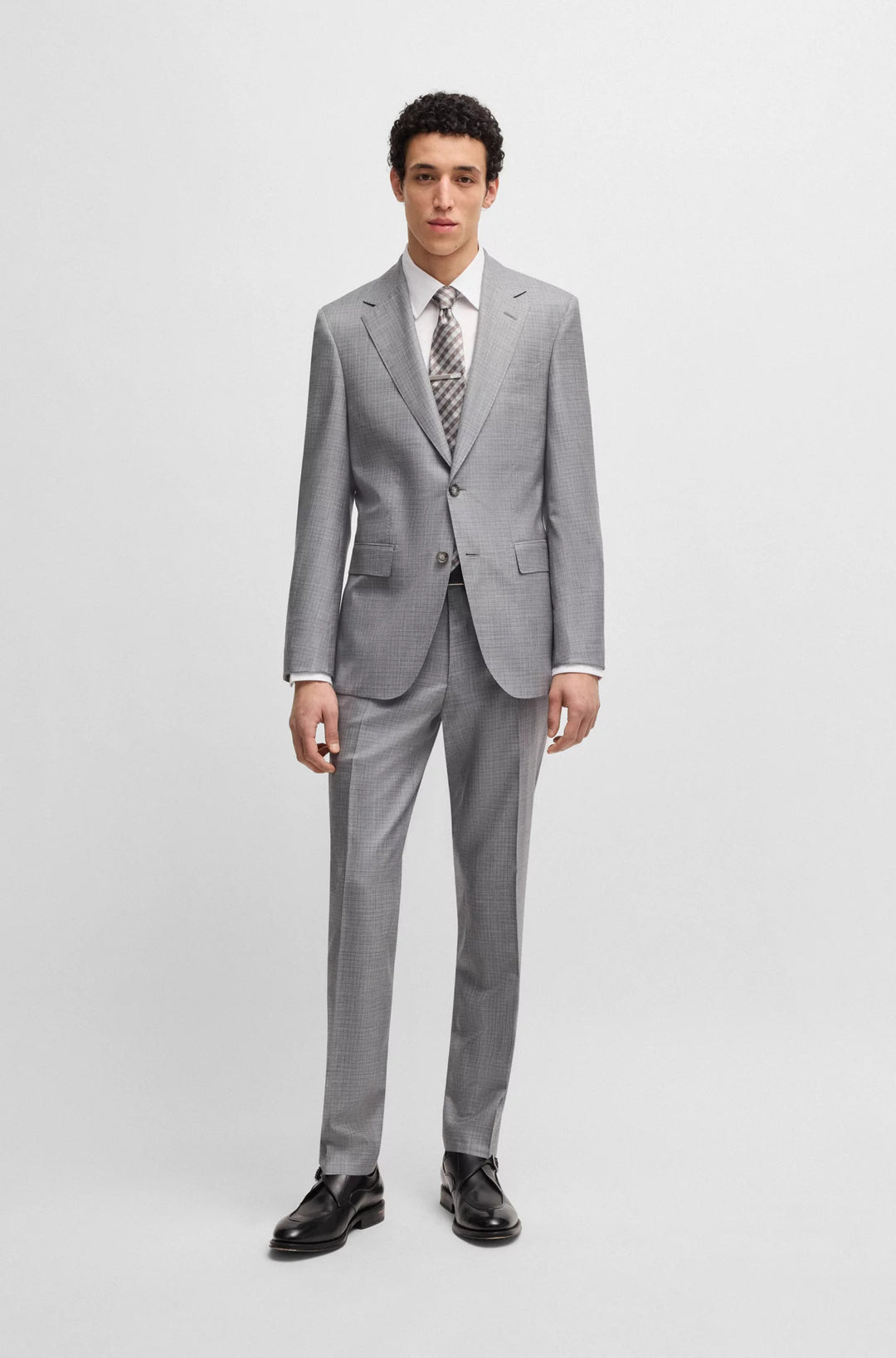 Boss Regular-fit suit in wool and silk