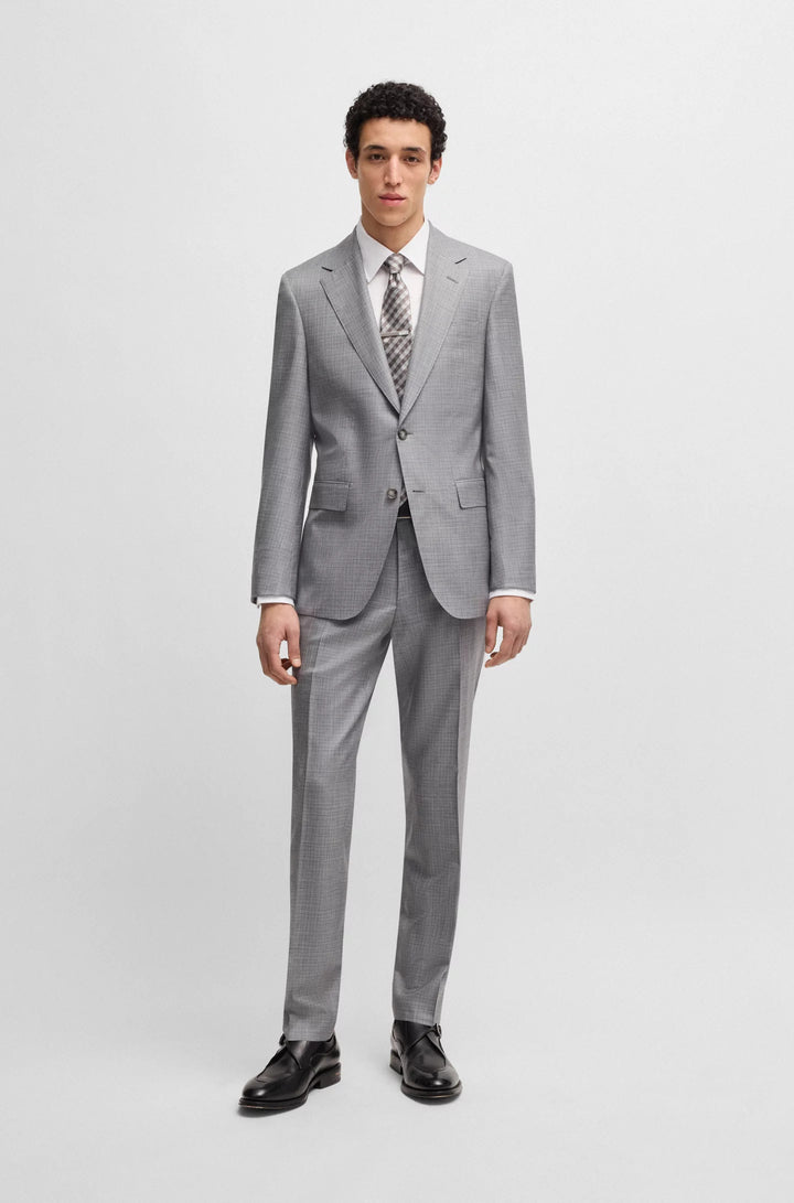 Boss Regular-fit suit in wool and silk